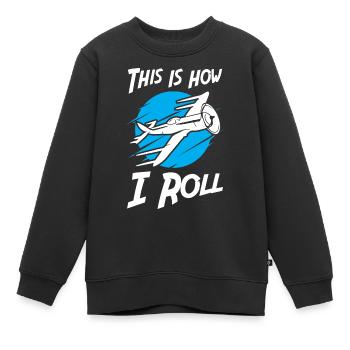 This is How I Roll Airline Flying - Kinder Premium Organic Sweatshirt - Schwarz - Vorne - AI Model Kid Female (0cm)