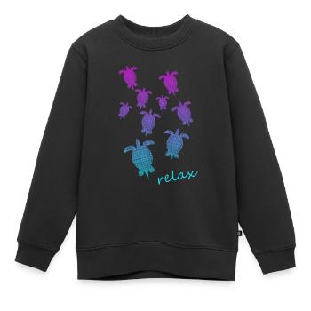 Schildkröten Turtle Relax chill out - Kinder Premium Organic Sweatshirt - Schwarz - Vorne - AI Model Kid Female (0cm)