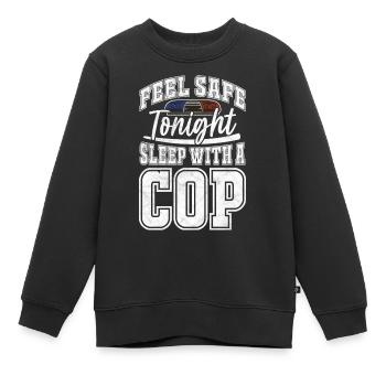 Sentez-vous en sécurité ce soir Dormez avec un flic – Police - Sweat Premium enfant bio - noir - Devant - AI Model Kid Female (0cm)