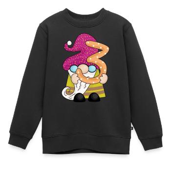 Number Three Gnome - Kids Premium Organic Sweatshirt - black - Front - AI Model Kid Female (0cm)