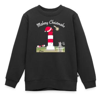 Leuchtturm Düne, Helgoland, Weihnachten - Kinder Premium Organic Sweatshirt - Schwarz - Vorne - AI Model Kid Female (0cm)