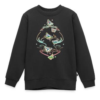 Schmetterlinge Ranken Ornamente Muster - Kinder Premium Organic Sweatshirt - Schwarz - Vorne - AI Model Kid Female (0cm)