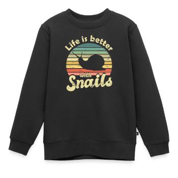 Schnecke Schnecken - Kinder Premium Organic Sweatshirt - Schwarz - Vorne - AI Model Kid Female (0cm)
