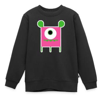 Monstre Cyclope Rose | Extraterrestre carré drôle - Sweat Premium enfant bio - noir - Devant - AI Model Kid Female (0cm)