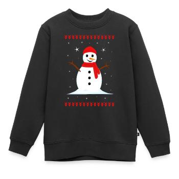 Bonhomme de neige Noël d’hiver - Sweat Premium enfant bio - noir - Devant - AI Model Kid Female (0cm)