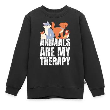 Les animaux sont ma thérapie Les animaux Les amoureux des animaux - Sweat Premium enfant bio - noir - Devant - AI Model Kid Female (0cm)