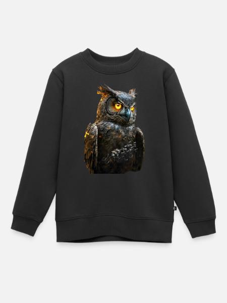 Hibou III - Sweat Premium enfant bio - noir