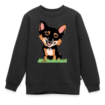 Cute Beautiful Chibi Dog - Kinder Premium Organic Sweatshirt - Schwarz - Vorne - AI Model Kid Female (0cm)