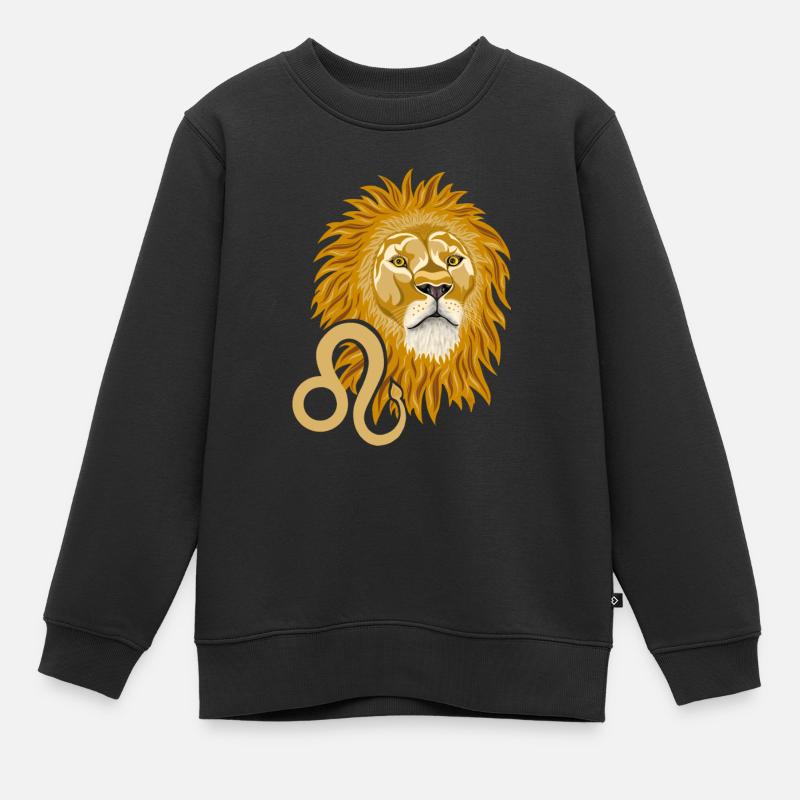 Signe du zodiaque Lion - Sweat Premium enfant bio - noir