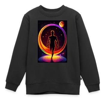 Spaceman - Sweat Premium enfant bio - noir - Devant - AI Model Kid Female (0cm)