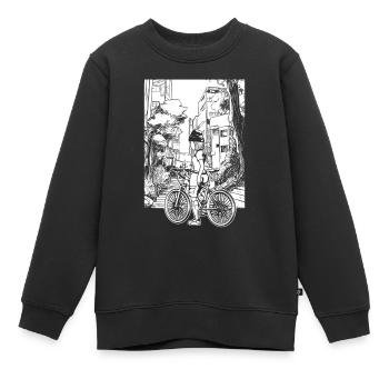 Stylisches Biker-Shirt für urbane Abenteurer - Kinder Premium Organic Sweatshirt - Schwarz - Vorne - AI Model Kid Female (0cm)