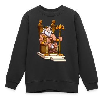 Zeus auf dem Thron - Kinder Premium Organic Sweatshirt - Schwarz - Vorne - AI Model Kid Female (0cm)