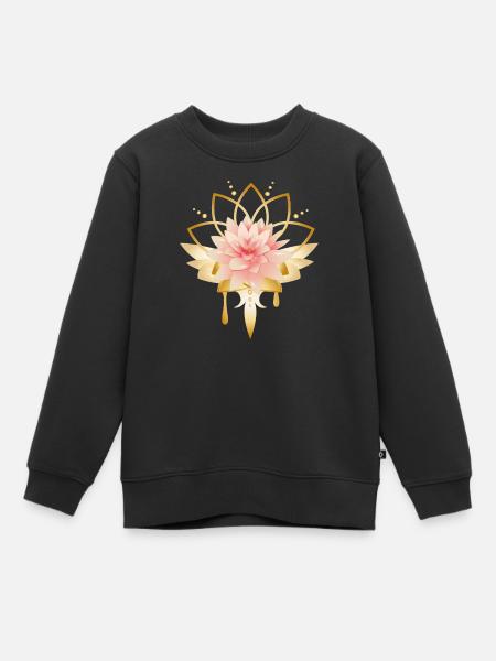 Fleur de lotus avec symbole de fleur d’or - Sweat Premium enfant bio - noir