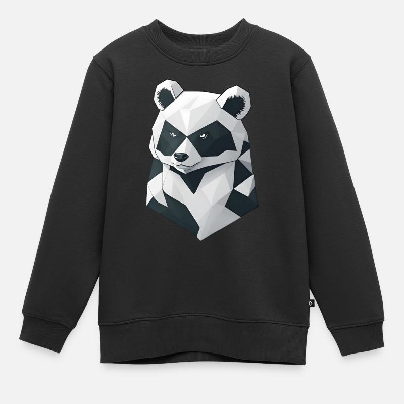 Panda minimaliste - Sweat Premium enfant bio - noir
