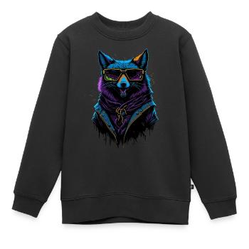 Cyberpunk Fox - Kinder Premium Organic Sweatshirt - Schwarz - Vorne - AI Model Kid Female (0cm)