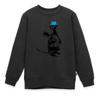 Suricate Guitarplay Cyan Hat - Sweat Premium enfant bio - noir - Devant - AI Model Kid Female (0cm)