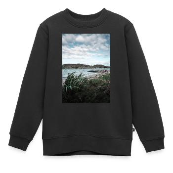 mer - Sweat Premium enfant bio - noir - Devant - AI Model Kid Female (0cm)