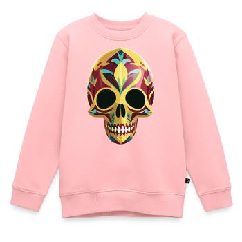 Calavera - Bunter Totenkopf - Kinder Premium Organic Sweatshirt - Rosa - Vorne - AI Model Kid Female (0cm)