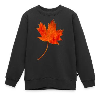 Maple leaf - Kids Premium Organic Sweatshirt - black - Front - AI Model Kid Female (0cm)