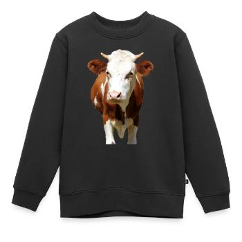 Tête de vache - Sweat Premium enfant bio - noir - Devant - AI Model Kid Female (0cm)