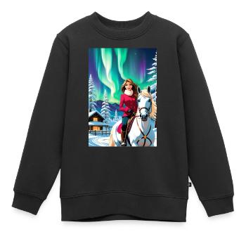personalisiertes Design-Muttergeschenk - Kinder Premium Organic Sweatshirt - Schwarz - Vorne - AI Model Kid Female (0cm)