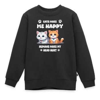 Katzen machen mich Glücklich... - Kinder Premium Organic Sweatshirt - Schwarz - Vorne - AI Model Kid Female (0cm)