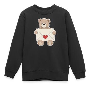 Ours en peluche avec lettre d’amour coeur amour - Sweat Premium enfant bio - noir - Devant - AI Model Kid Female (0cm)