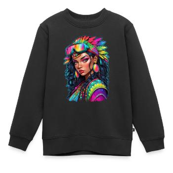 Afro Frau - Schönheit - Kinder Premium Organic Sweatshirt - Schwarz - Vorne - AI Model Kid Female (0cm)