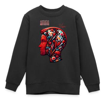 Vision artistique - Sweat Premium enfant bio - noir - Devant - AI Model Kid Female (0cm)