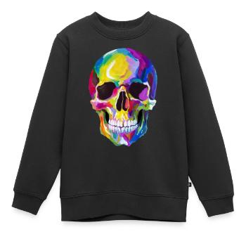 crâne coloré et os croisés - Sweat Premium enfant bio - noir - Devant - AI Model Kid Female (0cm)
