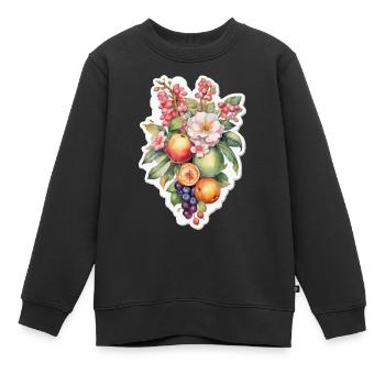 Blumen und Obst - Kinder Premium Organic Sweatshirt - Schwarz - Vorne - AI Model Kid Female (0cm)