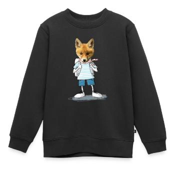 Fox Student - Kids Premium Organic Sweatshirt - black - Front - AI Model Kid Female (0cm)