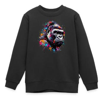 Gorilla - Kinder Premium Organic Sweatshirt - Schwarz - Vorne - AI Model Kid Female (0cm)