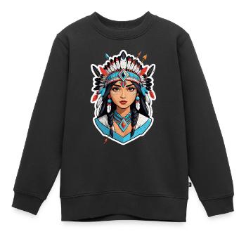 Indianer - Indianer - USA - Kinder Premium Organic Sweatshirt - Schwarz - Vorne - AI Model Kid Female (0cm)