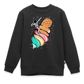 Astronaute glace space - Sweat Premium enfant bio - noir - Devant - AI Model Kid Female (0cm)
