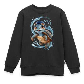 Héroïne de la natation Tortue - Sweat Premium enfant bio - noir - Devant - AI Model Kid Female (0cm)