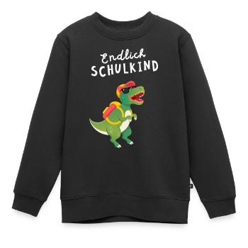 Endlich Schulkind Einschulung Dinosaurier Dino - Kinder Premium Organic Sweatshirt - Schwarz - Vorne - AI Model Kid Female (0cm)