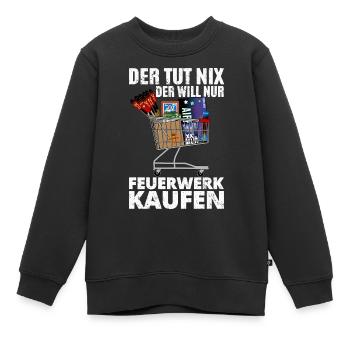 Der will Feuerwerk kaufen - Kinder Premium Organic Sweatshirt - Schwarz - Vorne - AI Model Kid Female (0cm)