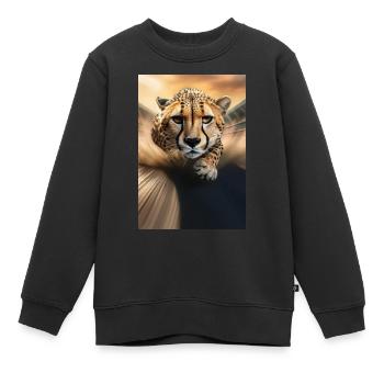 Sprintender Gepard - Kinder Premium Organic Sweatshirt - Schwarz - Vorne - AI Model Kid Female (0cm)
