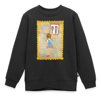 Nostalgie - Mädchen am Kaugummiautomaten - Kinder Premium Organic Sweatshirt - Schwarz - Vorne - AI Model Kid Female (0cm)