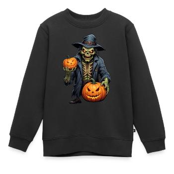 Halloween - Horreur zombie Horreur avec citrouille - Sweat Premium enfant bio - noir - Devant - AI Model Kid Female (0cm)