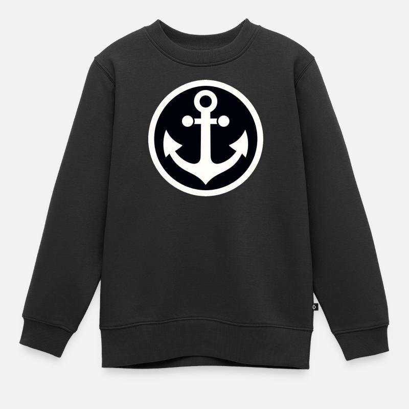 Anker im Kreis - Kinder Premium Organic Sweatshirt - Schwarz