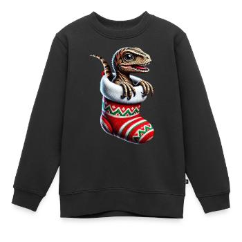 Baby Velociraptor Xmas Dinosaur - Kids Premium Organic Sweatshirt - black - Front - AI Model Kid Female (0cm)