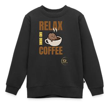 Relax and drink coffee - Kinder Premium Organic Sweatshirt - Schwarz - Vorne - AI Model Kid Female (0cm)