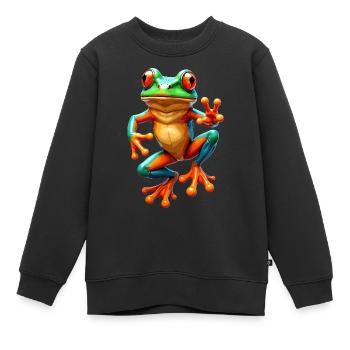 Ästhetischer Frosch Frösche für einen Frosch - Kinder Premium Organic Sweatshirt - Schwarz - Vorne - AI Model Kid Female (0cm)