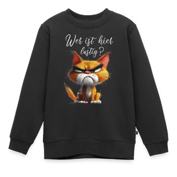 wer ist hier lustig katze - Kinder Premium Organic Sweatshirt - Schwarz - Vorne - AI Model Kid Female (0cm)