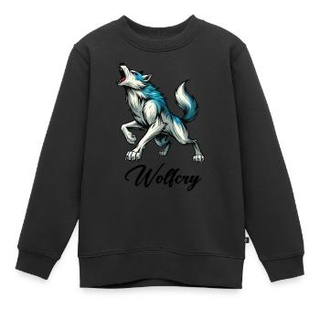 Wolf Comic - Kids Premium Organic Sweatshirt - black - Front - AI Model Kid Female (0cm)