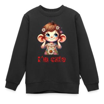 Dessin animé mignon - Sweat Premium enfant bio - noir - Devant - AI Model Kid Female (0cm)