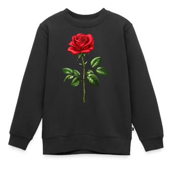 Rose Blume Design - Kinder Premium Organic Sweatshirt - Schwarz - Vorne - AI Model Kid Female (0cm)