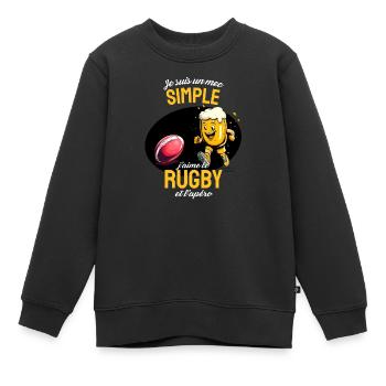 Rugby et Apéro Cartoon Bière - Sweat Premium enfant bio - noir - Devant - AI Model Kid Female (0cm)